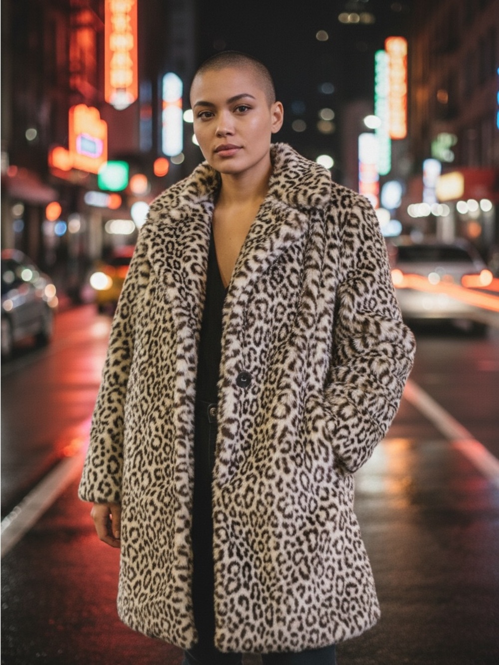 🛍 Faux Leopard Swing Coat